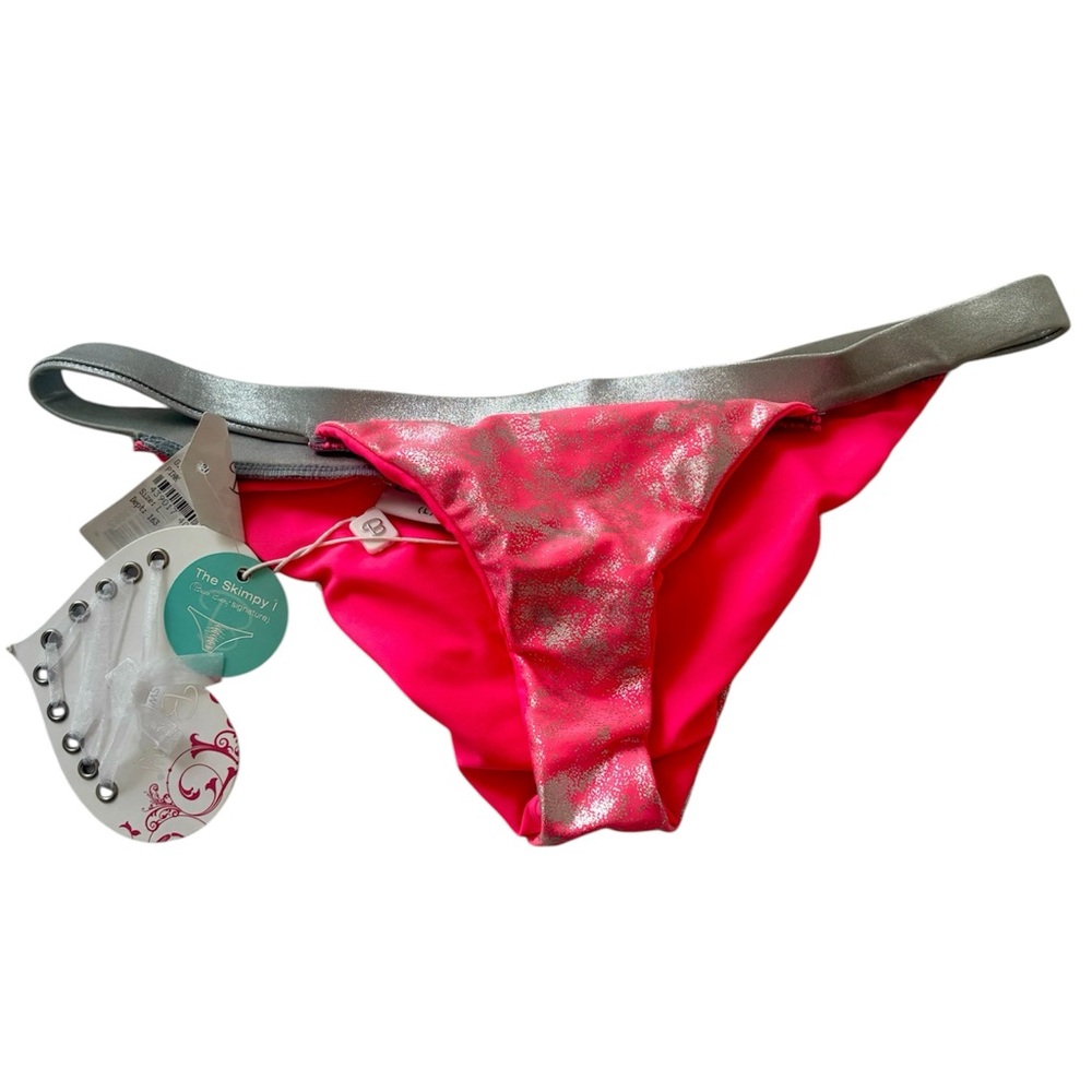 BEACH BUNNY Hot pink & Silver Cheeky bikini bottoms  💚 2/$19